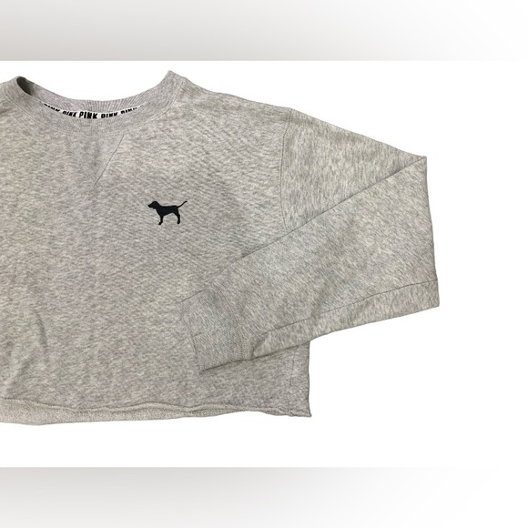 PINK Victorias Secret Raw-Edge Cropped Crewneck Sweatshirt - Picture 2 of 4